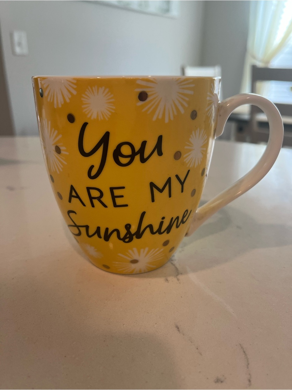 You Are My Sunshine Yellow Ceramic Mug with White Handle
